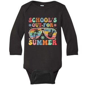 Last Day Of School Groovy SchoolS Out For Summer Teacher Baby Long Sleeve Bodysuit