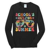 Last Day Of School Groovy SchoolS Out For Summer Teacher Tall Long Sleeve T-Shirt