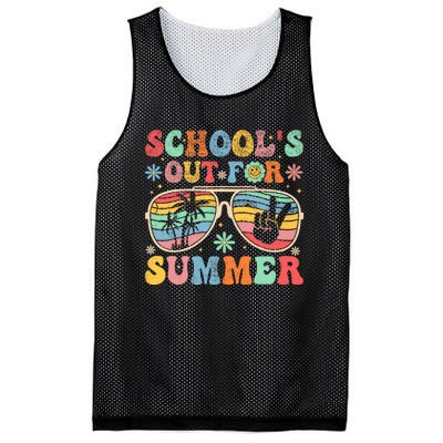 Last Day Of School Groovy SchoolS Out For Summer Teacher Mesh Reversible Basketball Jersey Tank