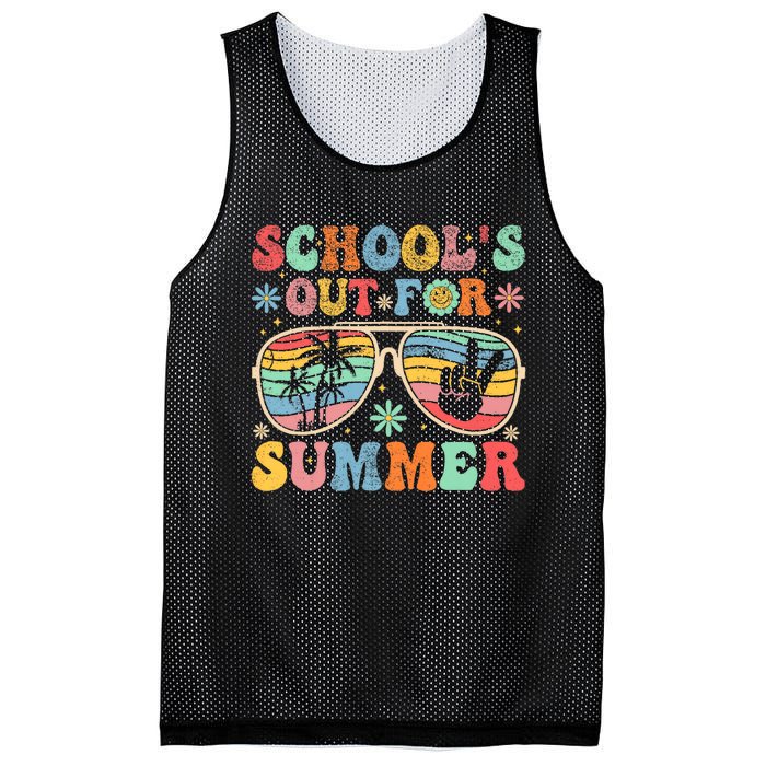 Last Day Of School Groovy SchoolS Out For Summer Teacher Mesh Reversible Basketball Jersey Tank