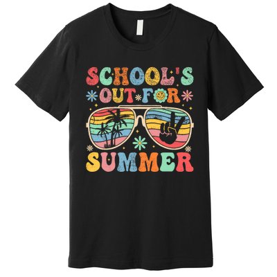 Last Day Of School Groovy SchoolS Out For Summer Teacher Premium T-Shirt