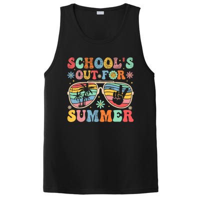 Last Day Of School Groovy SchoolS Out For Summer Teacher PosiCharge Competitor Tank