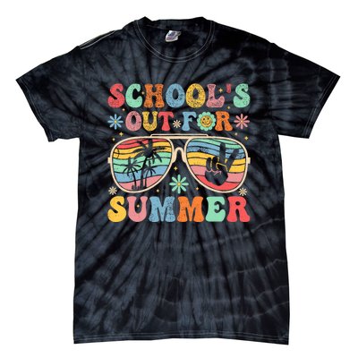 Last Day Of School Groovy SchoolS Out For Summer Teacher Tie-Dye T-Shirt