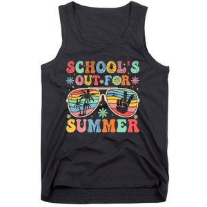 Last Day Of School Groovy SchoolS Out For Summer Teacher Tank Top