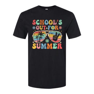 Last Day Of School Groovy SchoolS Out For Summer Teacher Softstyle CVC T-Shirt