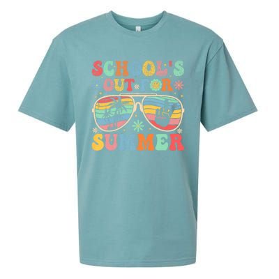 Last Day Of School Groovy SchoolS Out For Summer Teacher Sueded Cloud Jersey T-Shirt