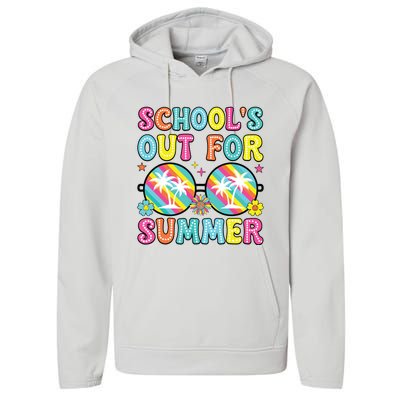 Last Day Of School Graduation Groovy Schools Out For Summer Performance Fleece Hoodie