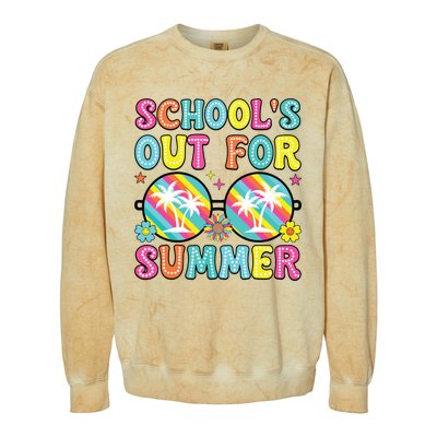 Last Day Of School Graduation Groovy Schools Out For Summer Colorblast Crewneck Sweatshirt