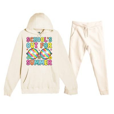 Last Day Of School Graduation Groovy Schools Out For Summer Premium Hooded Sweatsuit Set