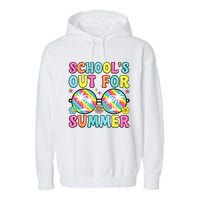 Last Day Of School Graduation Groovy Schools Out For Summer Garment-Dyed Fleece Hoodie