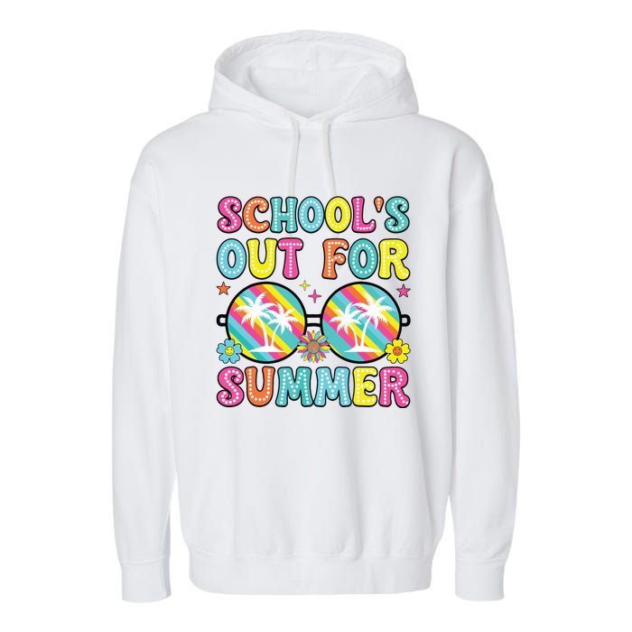 Last Day Of School Graduation Groovy Schools Out For Summer Garment-Dyed Fleece Hoodie