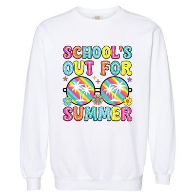 Last Day Of School Graduation Groovy Schools Out For Summer Garment-Dyed Sweatshirt