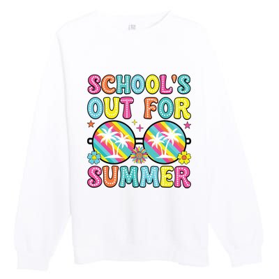 Last Day Of School Graduation Groovy Schools Out For Summer Premium Crewneck Sweatshirt