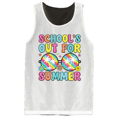 Last Day Of School Graduation Groovy Schools Out For Summer Mesh Reversible Basketball Jersey Tank