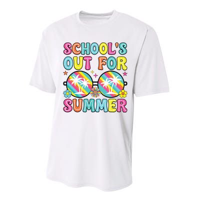 Last Day Of School Graduation Groovy Schools Out For Summer Performance Sprint T-Shirt