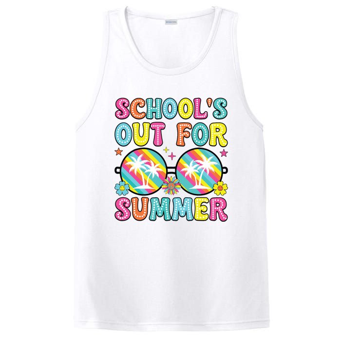 Last Day Of School Graduation Groovy Schools Out For Summer PosiCharge Competitor Tank