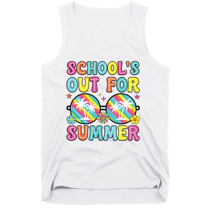 Last Day Of School Graduation Groovy Schools Out For Summer Tank Top