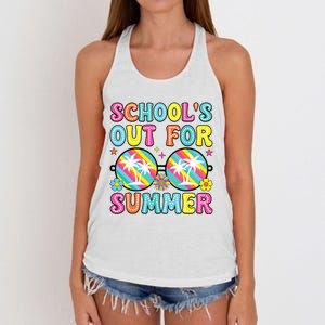 Last Day Of School Graduation Groovy Schools Out For Summer Women's Knotted Racerback Tank