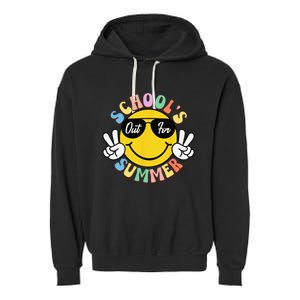 Last Day Of School Graduation Groovy Schools Out For Summer Garment-Dyed Fleece Hoodie