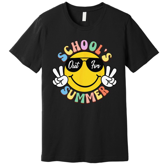 Last Day Of School Graduation Groovy Schools Out For Summer Premium T-Shirt