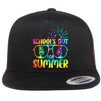 Last Day Of School Schools Out Summer Teacher Tie Dye Flat Bill Trucker Hat