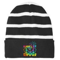 Last Day Of School Schools Out Summer Teacher Tie Dye Striped Beanie with Solid Band