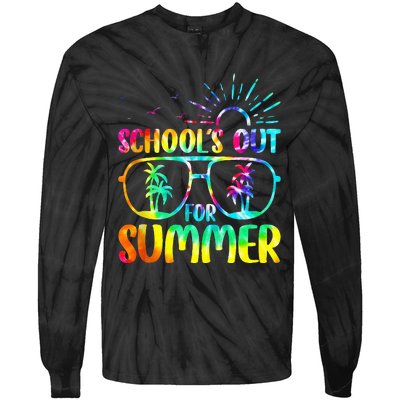 Last Day Of School Schools Out Summer Teacher Tie Dye Tie-Dye Long Sleeve Shirt