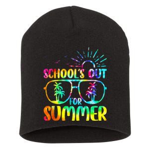 Last Day Of School Schools Out Summer Teacher Tie Dye Short Acrylic Beanie