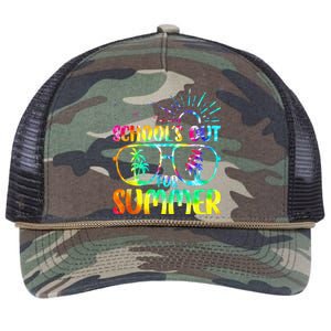 Last Day Of School Schools Out Summer Teacher Tie Dye Retro Rope Trucker Hat Cap