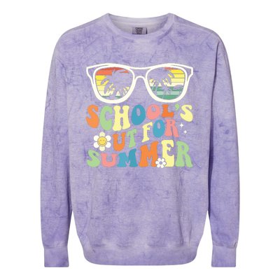 Last Day Of School Graduation Groovy Schools Out For Summer Colorblast Crewneck Sweatshirt