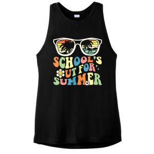 Last Day Of School Graduation Groovy Schools Out For Summer Ladies PosiCharge Tri-Blend Wicking Tank