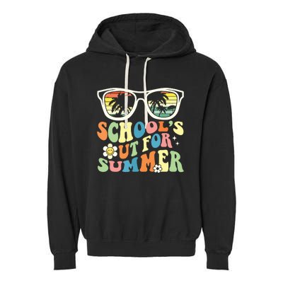 Last Day Of School Graduation Groovy Schools Out For Summer Garment-Dyed Fleece Hoodie