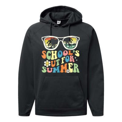 Last Day Of School Graduation Groovy Schools Out For Summer Performance Fleece Hoodie