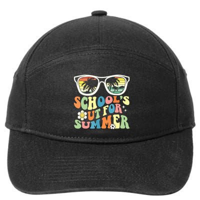 Last Day Of School Graduation Groovy Schools Out For Summer 7-Panel Snapback Hat