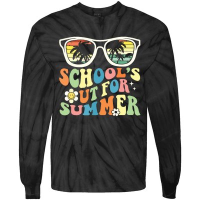 Last Day Of School Graduation Groovy Schools Out For Summer Tie-Dye Long Sleeve Shirt