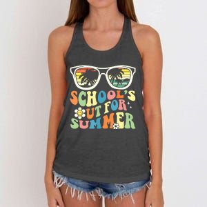 Last Day Of School Graduation Groovy Schools Out For Summer Women's Knotted Racerback Tank