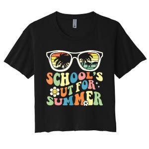 Last Day Of School Graduation Groovy Schools Out For Summer Women's Crop Top Tee