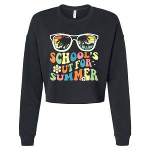 Last Day Of School Graduation Groovy Schools Out For Summer Cropped Pullover Crew