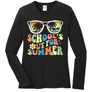 Last Day Of School Graduation Groovy Schools Out For Summer Ladies Long Sleeve Shirt