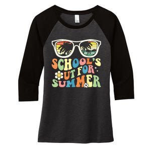 Last Day Of School Graduation Groovy Schools Out For Summer Women's Tri-Blend 3/4-Sleeve Raglan Shirt