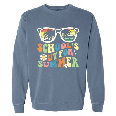 Last Day Of School Graduation Groovy Schools Out For Summer Garment-Dyed Sweatshirt