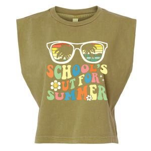 Last Day Of School Graduation Groovy Schools Out For Summer Garment-Dyed Women's Muscle Tee