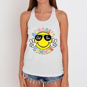 Last Day Of School Graduation Groovy Schools Out For Summer Women's Knotted Racerback Tank