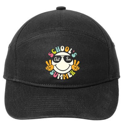 Last Day Of School Graduation Groovy Schools Out For Summer 7-Panel Snapback Hat