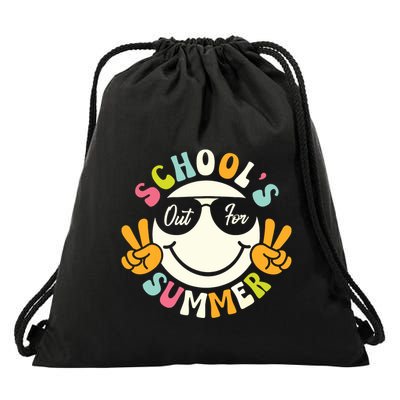 Last Day Of School Graduation Groovy Schools Out For Summer Drawstring Bag