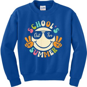 Last Day Of School Graduation Groovy Schools Out For Summer Kids Sweatshirt