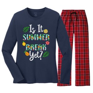 Last Day Of School Is It Summer Break Yet Teacher Vacation Women's Long Sleeve Flannel Pajama Set 