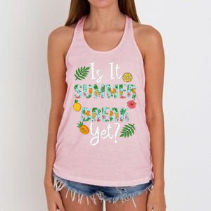 Last Day Of School Is It Summer Break Yet Teacher Vacation Women's Knotted Racerback Tank