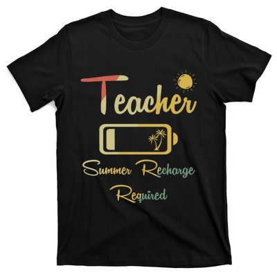 Last Day Of School Vintage Teacher Summer Recharge Required T-Shirt