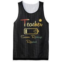 Last Day Of School Vintage Teacher Summer Recharge Required Mesh Reversible Basketball Jersey Tank